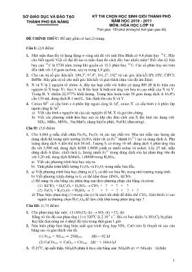 Đề thi chọn học sinh giỏi thành phố năm học 2010 - 2011 môn Hóa học lớp 10